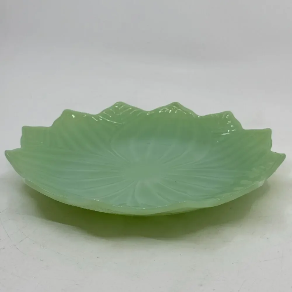 Vintage FIRE KING Milk Glass Jadeite Lotus Plate